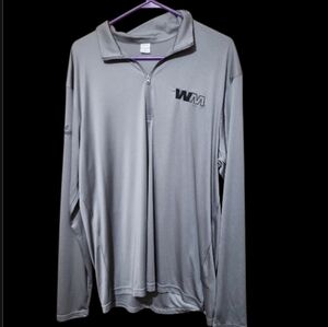 Sport-Tek mens Gray Long Sleeve Shirt partial zip pull over with logo
